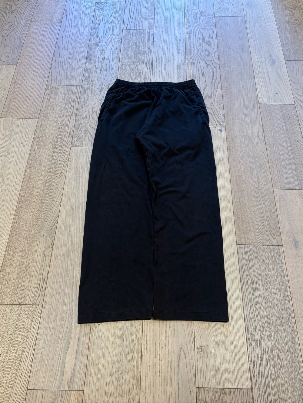 Yeezy Gap Balenciaga Wide Leg Black Sweatpants Open Hem Men’s Size Small